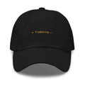 Claude Code Spinner Dad Hat - Flambeing - Black dad hat with orange embroidered text