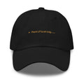 Claude Code Spinner Dad Hat - Pontificating - Black dad hat with orange embroidered text